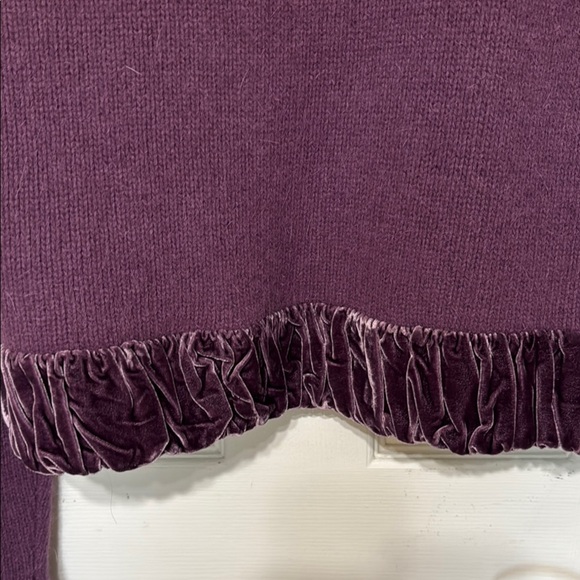 Willi Smith Purple Lambswool Angora Silk Blend Velvet Ruffled Trim Cardigan XL - Picture 8 of 9